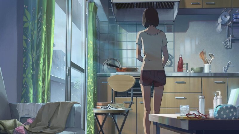 Anime Girl in Kitchen — Green, Calm