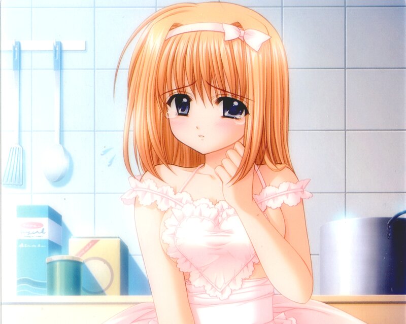 Anime Girl in Kitchen — Pink, Calm
