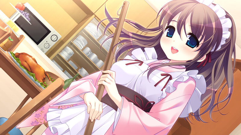 Anime Girl in Kitchen — Pink, Cheerful