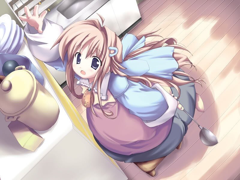 Anime Girl in Kitchen — Pink, Playful, Afternoon, Apron