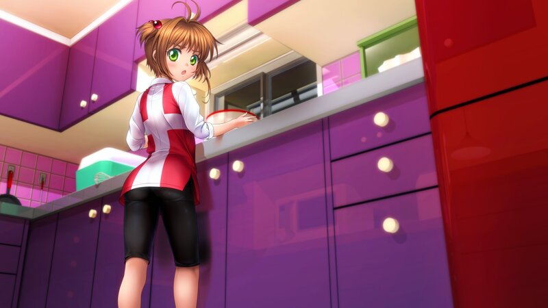 Anime Girl in Kitchen — Purple, Calm, 3d Render