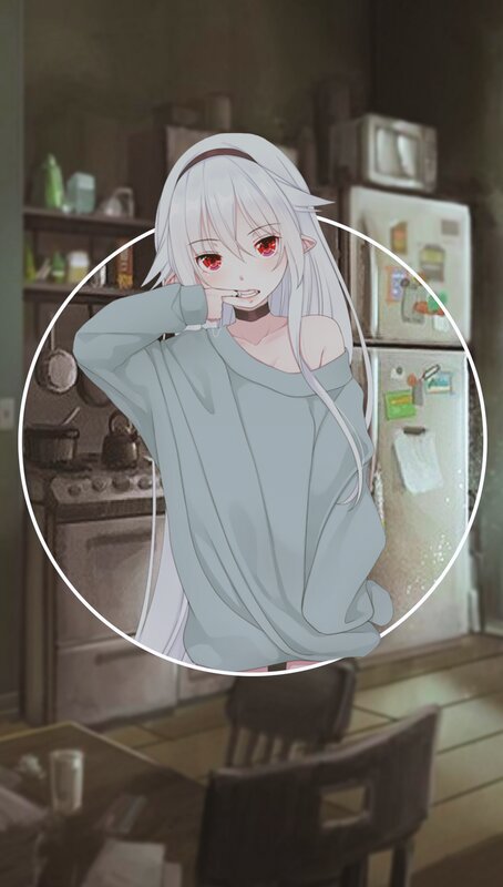 Anime Girl in Kitchen — White, Neutral