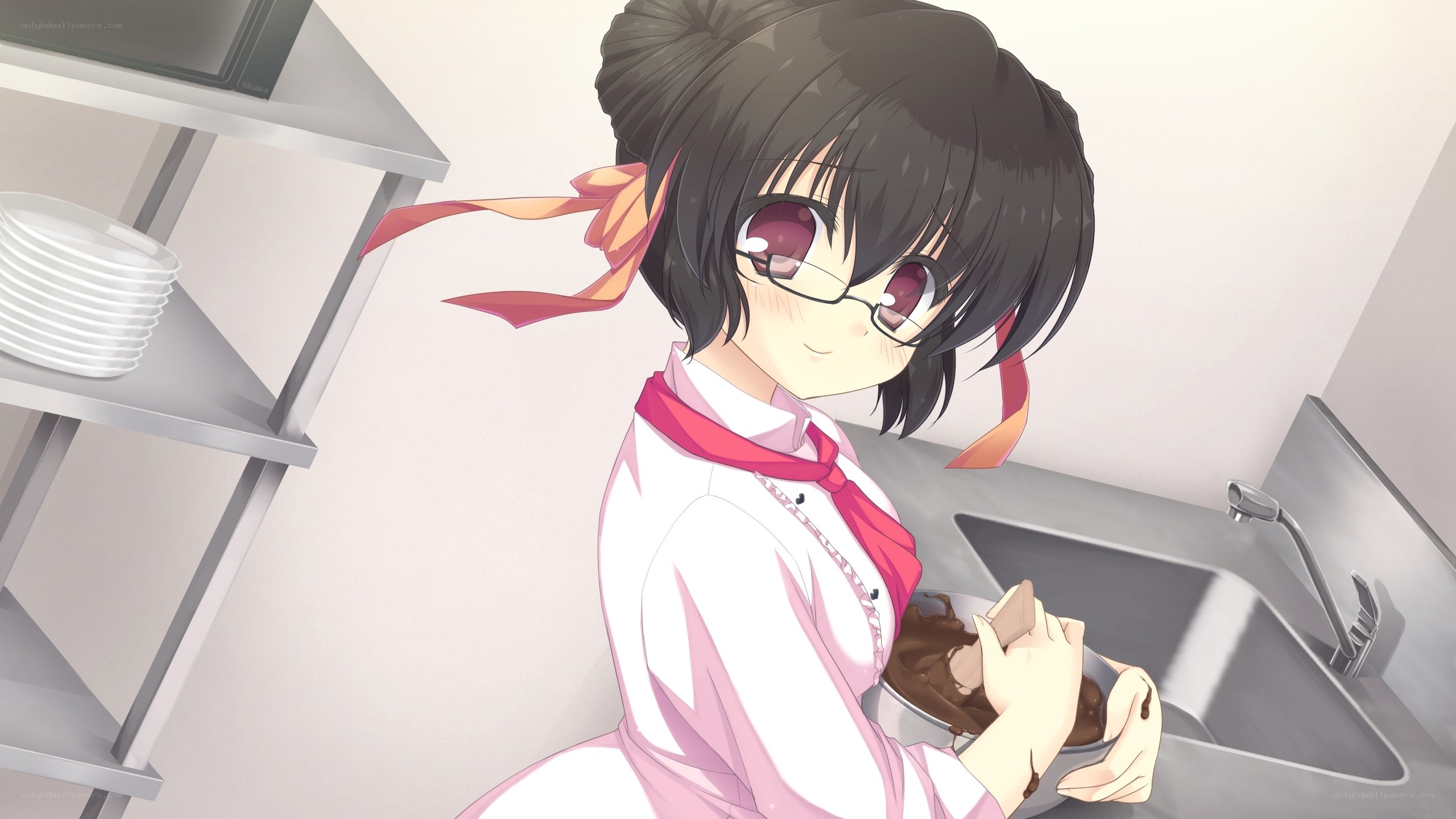 anime girl in kitchen
