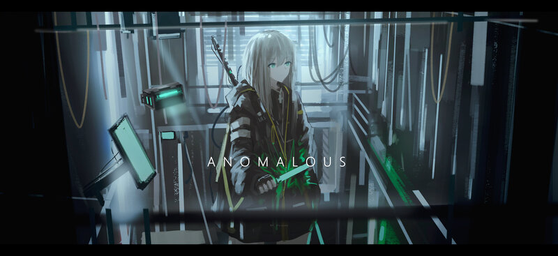 Anime Girl in Lab — Black, Dramatic, Digital Art