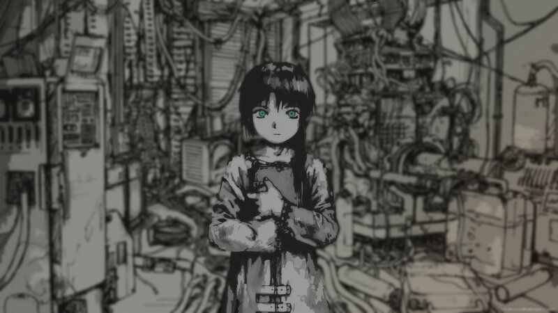 Anime Girl in Lab — Black, Dramatic, Manga