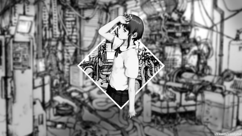 Anime Girl in Lab — Black, Dramatic