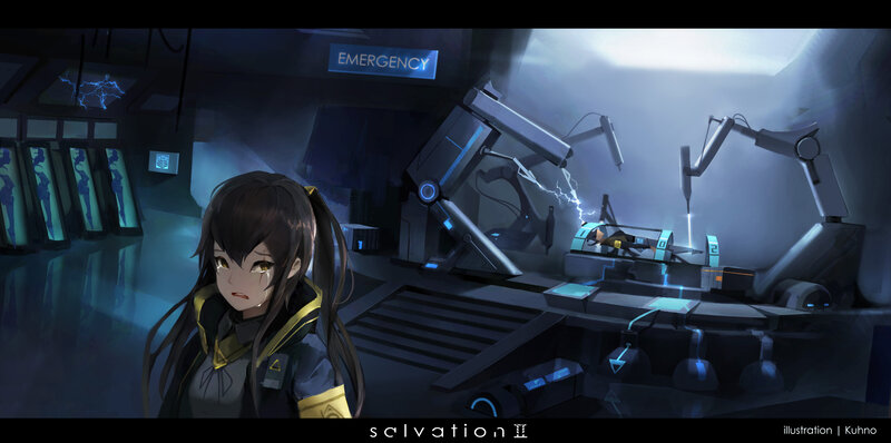 Anime Girl in Lab — Blue, Dramatic