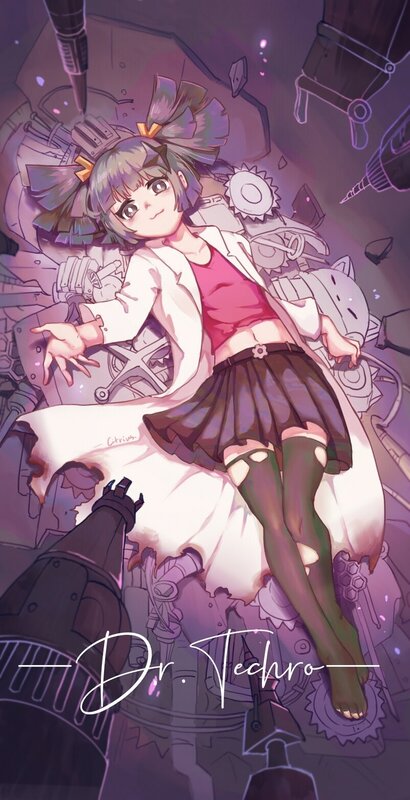 Anime Girl in Lab Coat — Purple, Dramatic