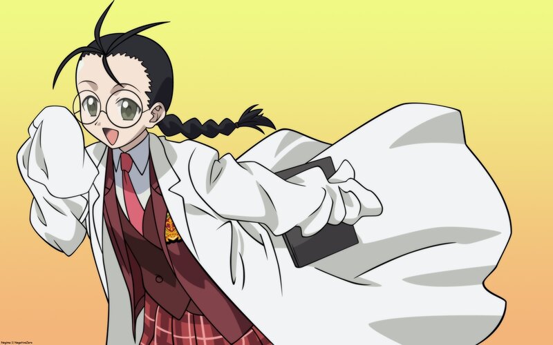 Anime Girl in Lab Coat — Yellow, Energetic