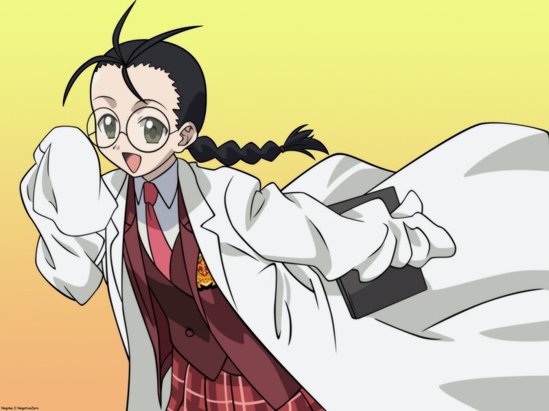 Anime Girl in Lab Coat — Yellow