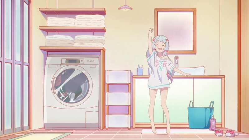 Anime Girl in Laundry Room — Pink