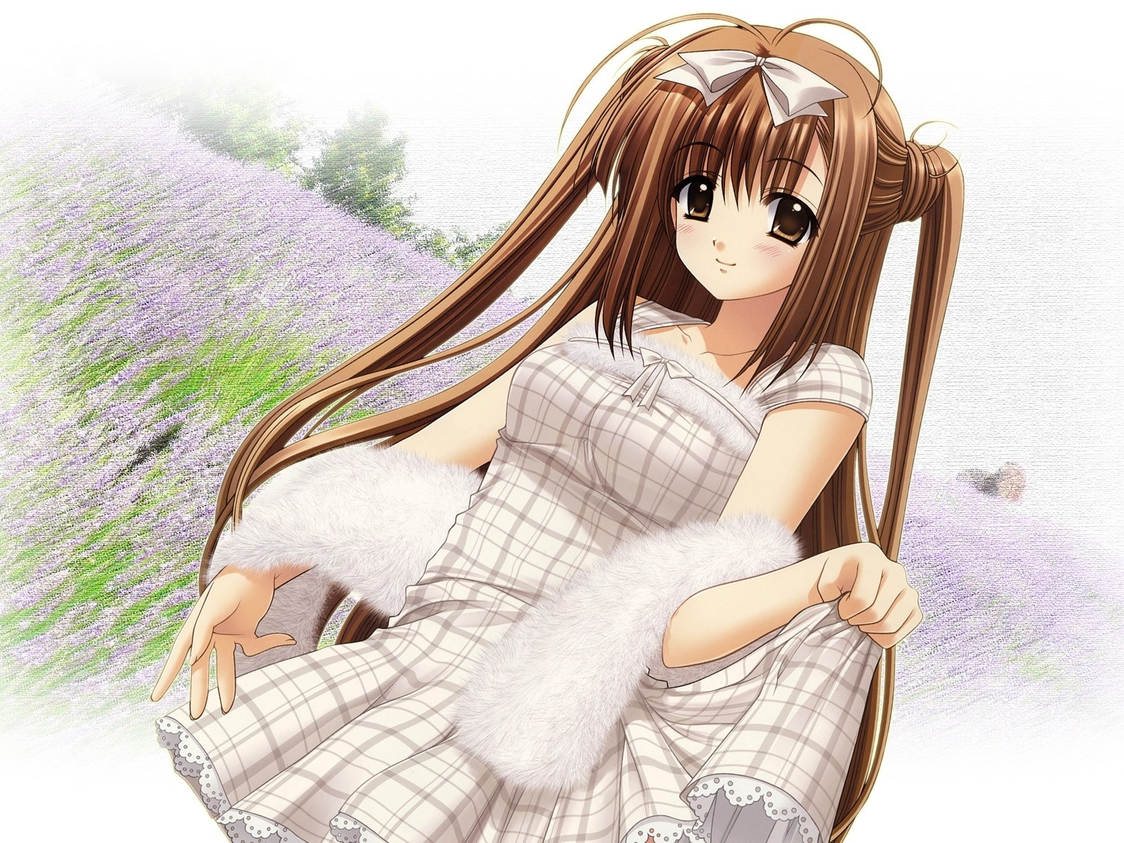 anime girl in lavender field