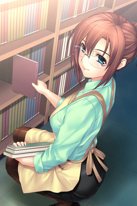 anime girl in library