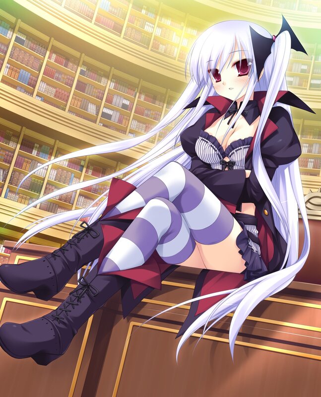 anime girl in library
