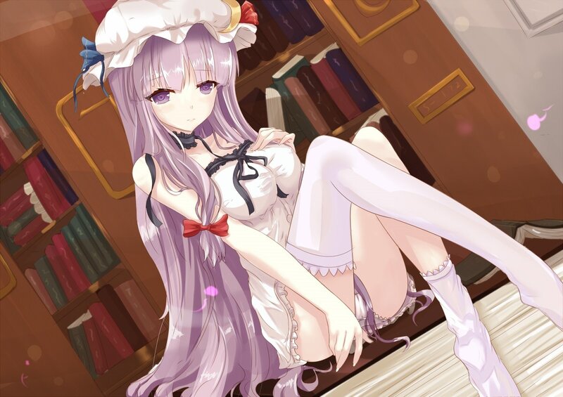 anime girl in library