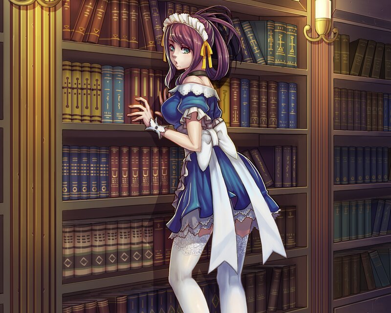 Anime Girl in Library — Blue