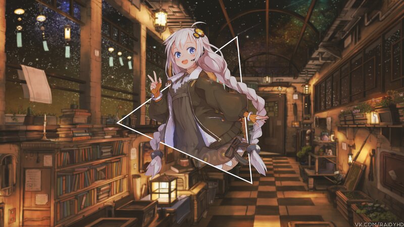 Anime Girl in Library — Brown, Cozy