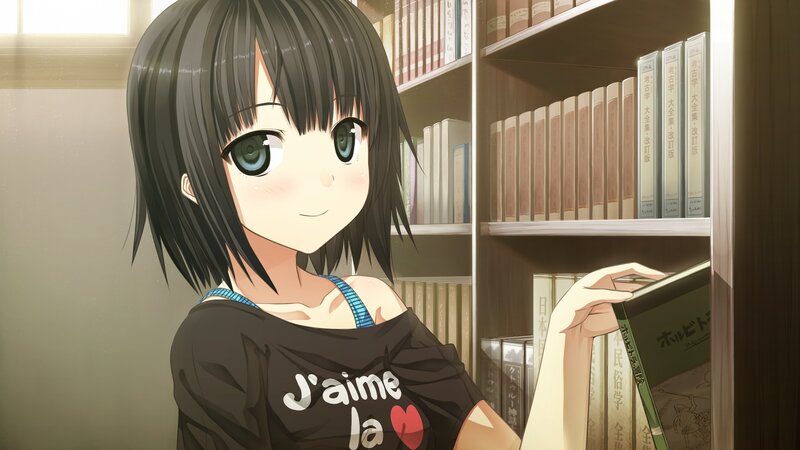 Anime Girl in Library — Brown