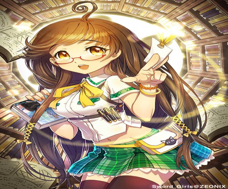 Anime Girl in Library — Green