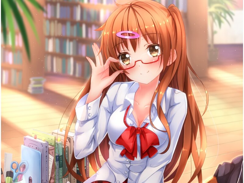 Anime Girl in Library — Orange