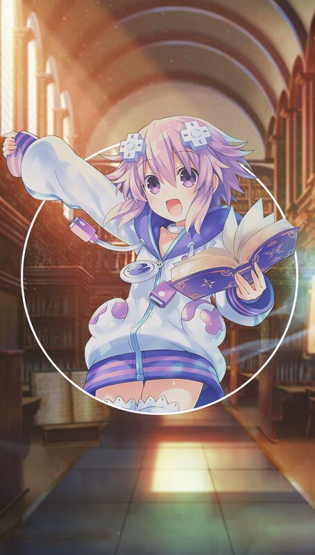 Anime Girl in Library — Purple, Dramatic, Book