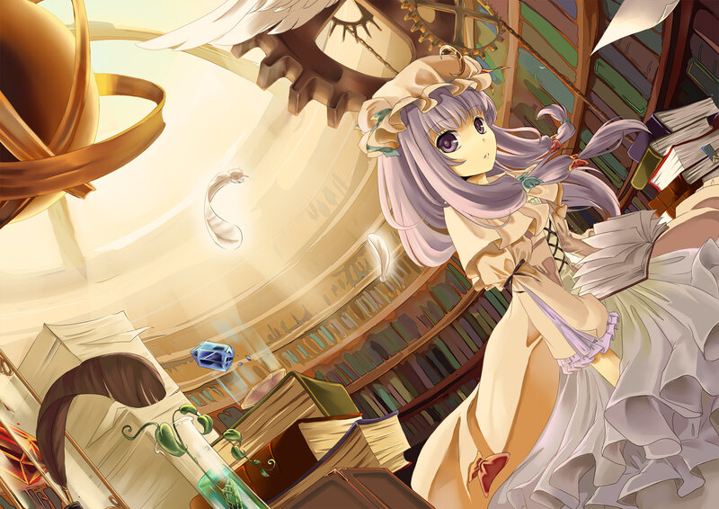 Anime Girl in Library — Purple