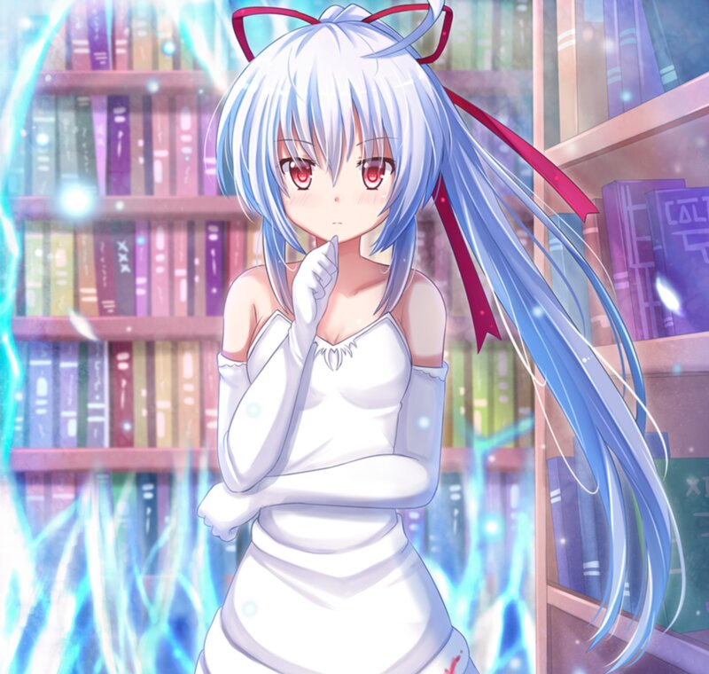 Anime Girl in Library — White, Dramatic