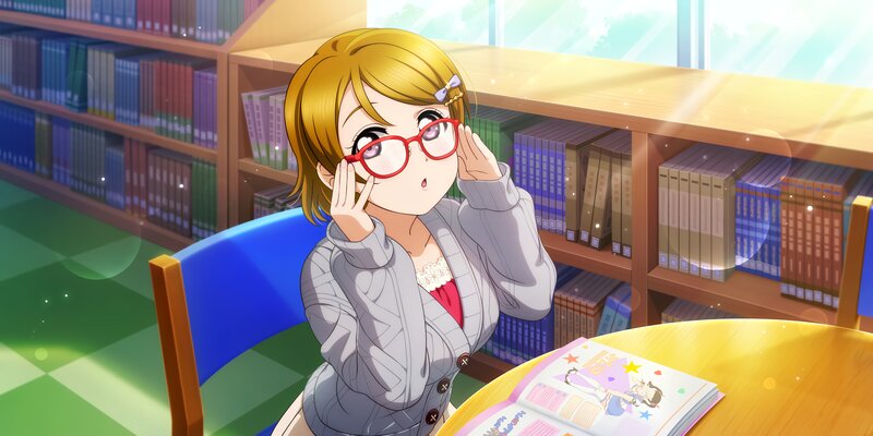 Anime Girl in Library — Yellow