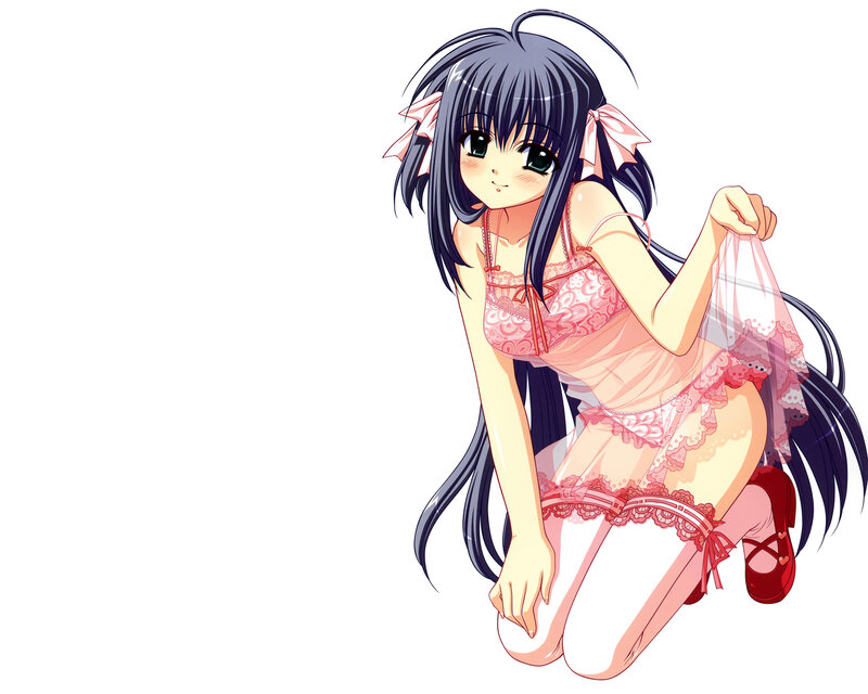 Anime Girl in Lingerie — Black, Playful
