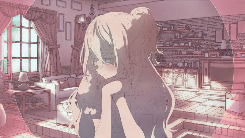 Anime Girl in Living Room — Pink, Calm
