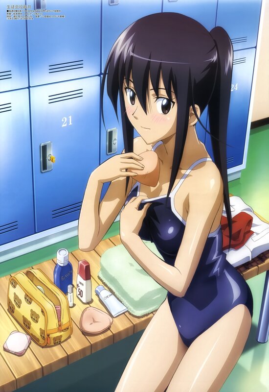 Anime girl in locker room