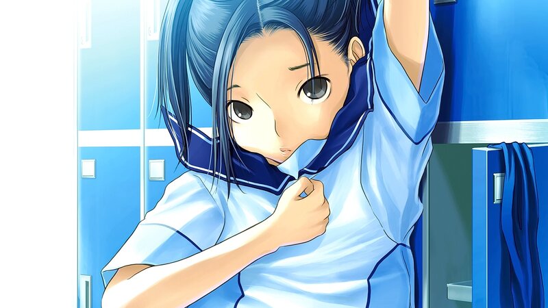 Anime Girl in Locker Room — Blue, Calm