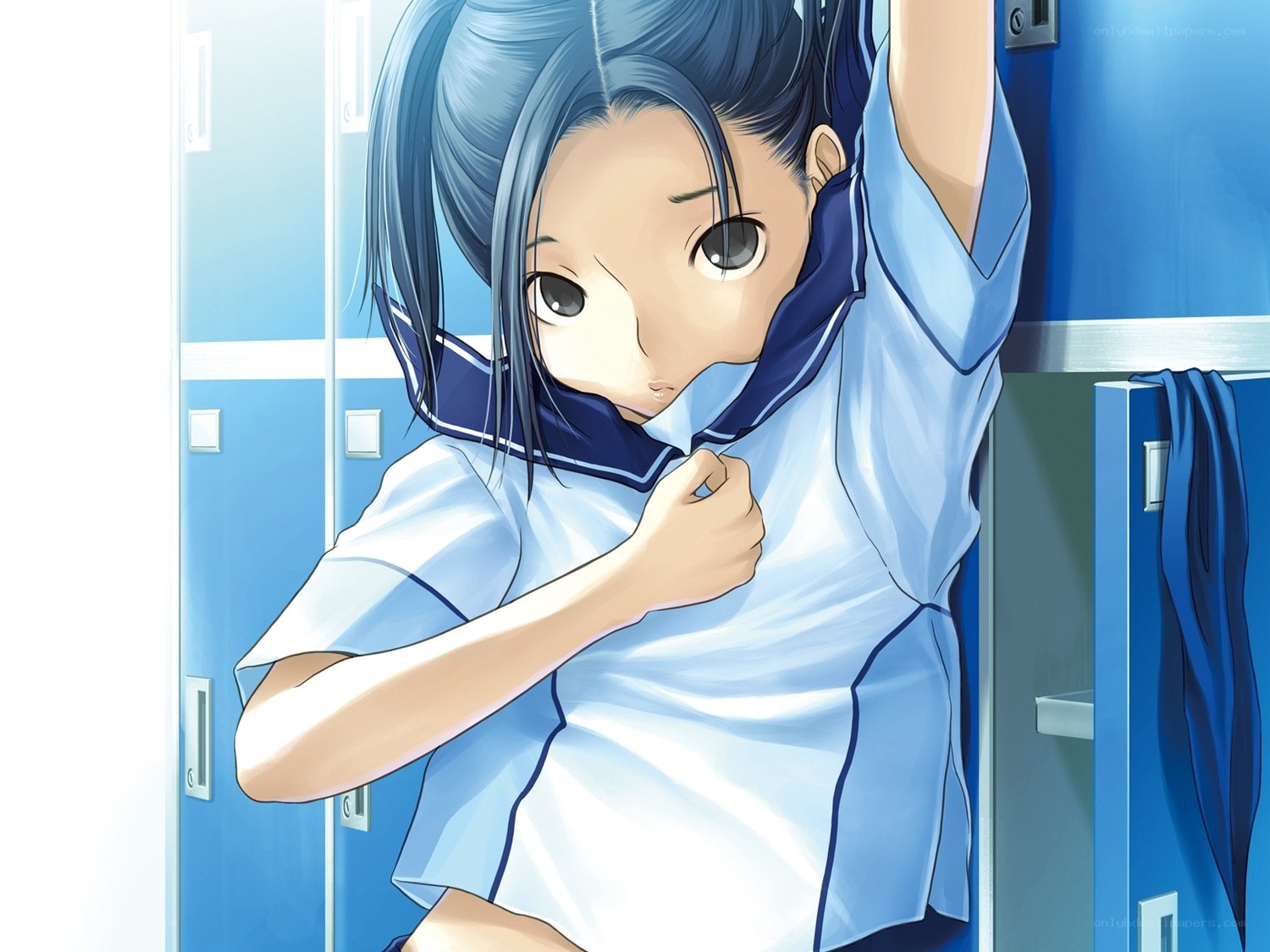 anime girl in locker room