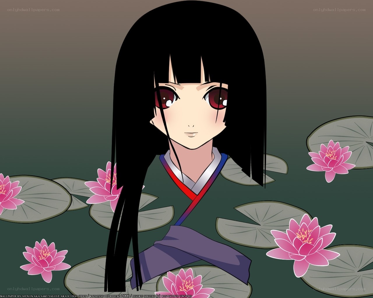 anime girl in lotus pond
