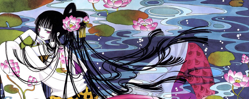 Anime girl in lotus pond