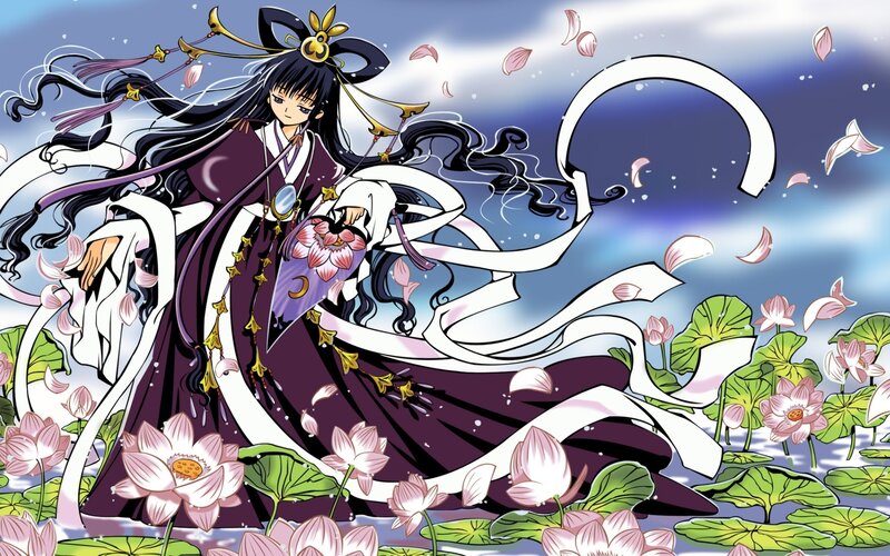 anime girl in lotus pond