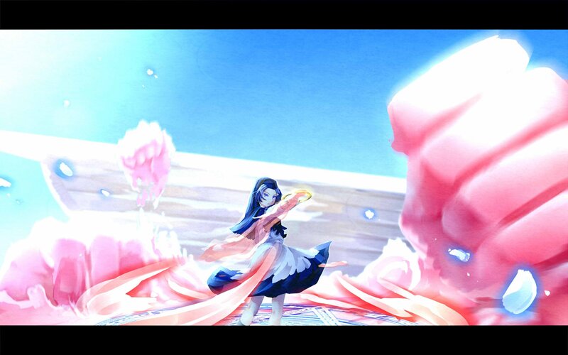 anime girl in magical battle