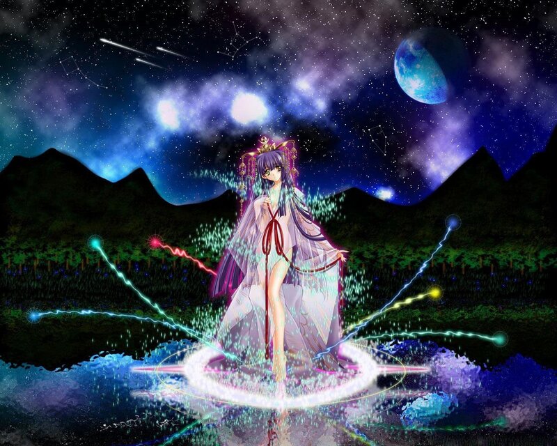 Anime girl in magical forest
