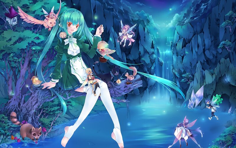anime girl in magical forest