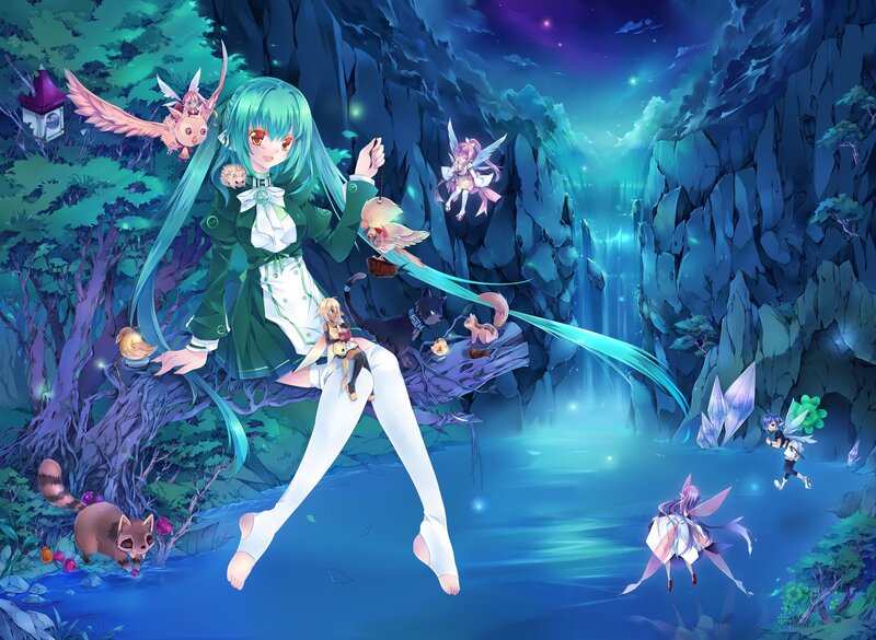 Anime girl in magical forest