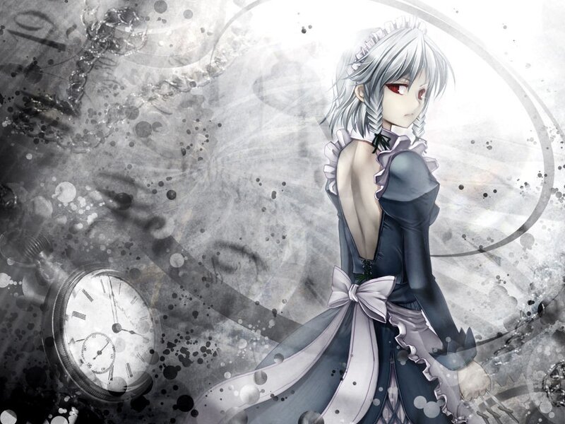 Anime Girl in Maid Dress — Gray