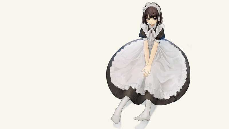 Anime Girl in Maid Dress — White, Neutral