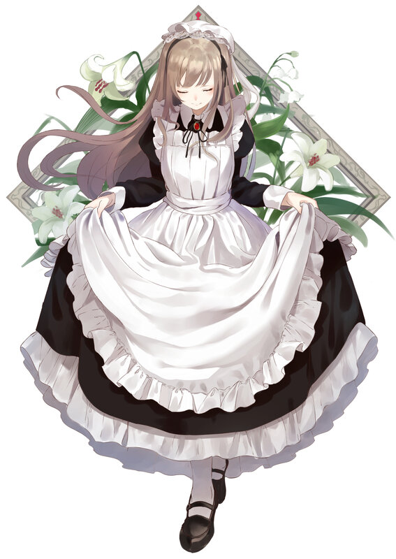 Anime Girl in Maid Dress — White, Serene