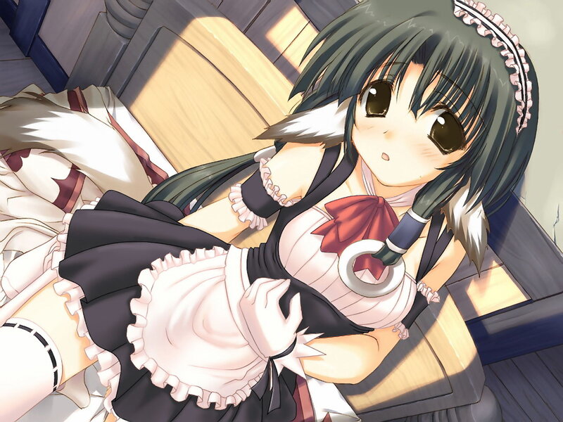 Anime Girl in Maid Outfit — Black, Calm, Afternoon