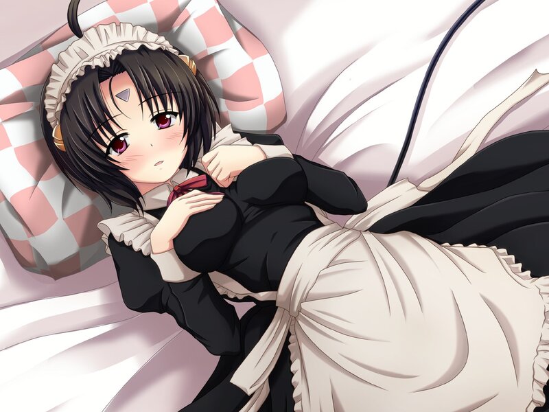 Anime Girl in Maid Outfit — Black, Calm, Bed