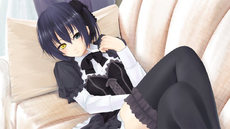 Anime Girl in Maid Outfit — Black, Calm, Couch