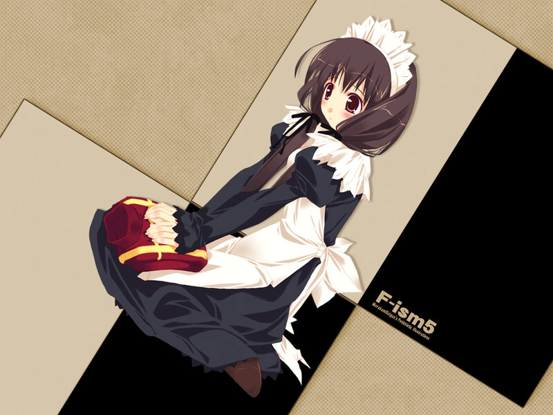 Anime Girl in Maid Outfit — Black, Calm, Maid Dress, Book