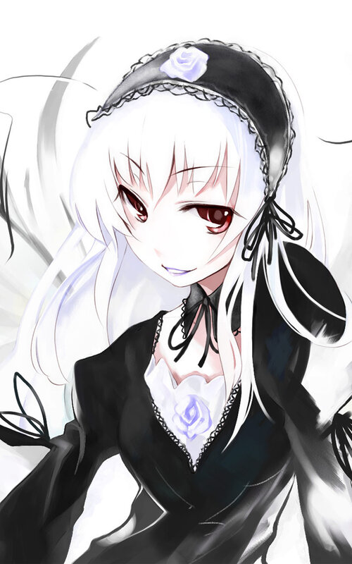 Anime Girl in Maid Outfit — Black, Calm, Manga, White Hair