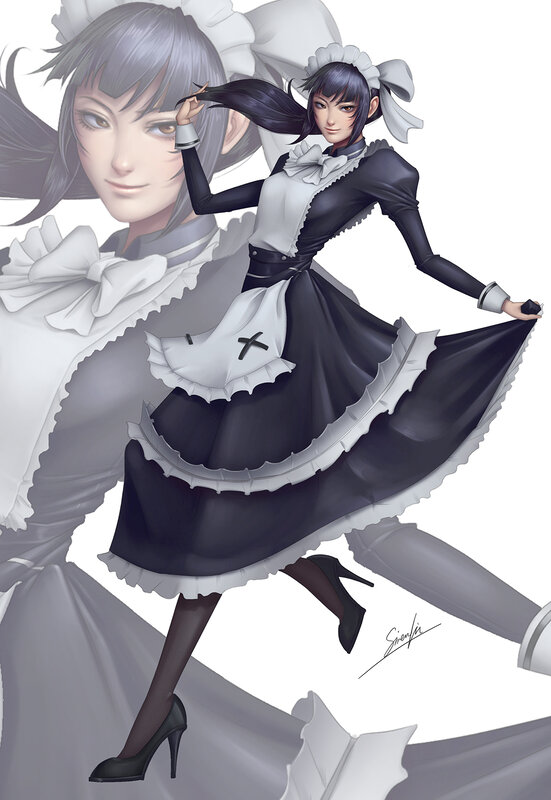 Anime Girl in Maid Outfit — Black, Confident