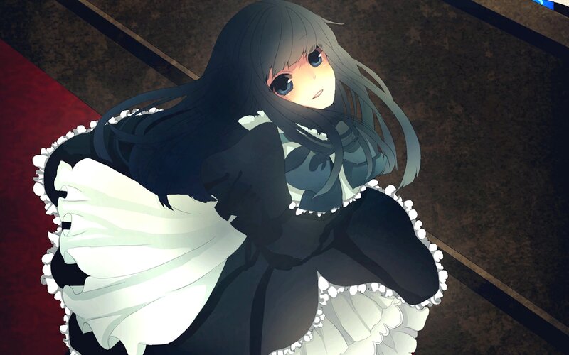 Anime Girl in Maid Outfit — Black, Dramatic, Dress